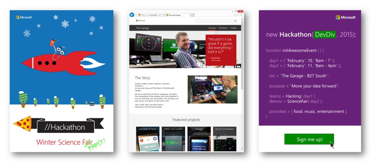 Garage event and website design work